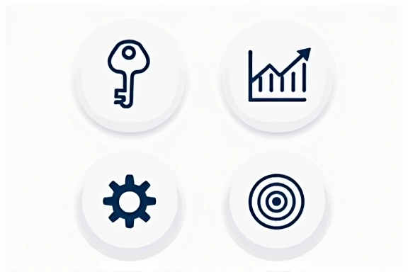 Iconos representando diferentes tipos de cookies: una llave para esenciales, un gráfico para rendimiento, un engranaje para funcionalidad y una diana para segmentación.