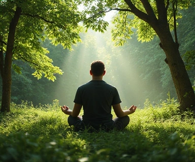 Hombre meditando en la naturaleza