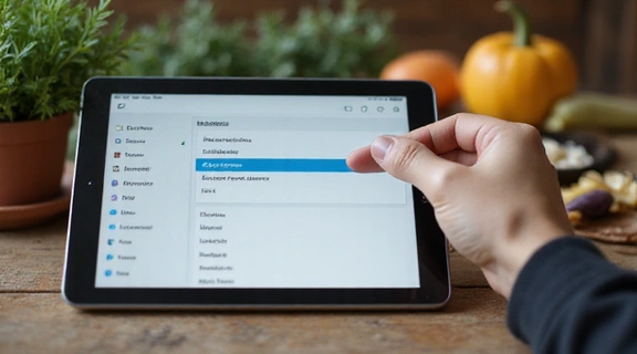 Persona seleccionando opciones en un menú desplegable
